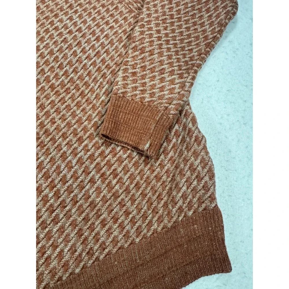 Monte‎ Carlo Collection Sweater Mens 42 Brown Houndstooth Wool Shrink Resist